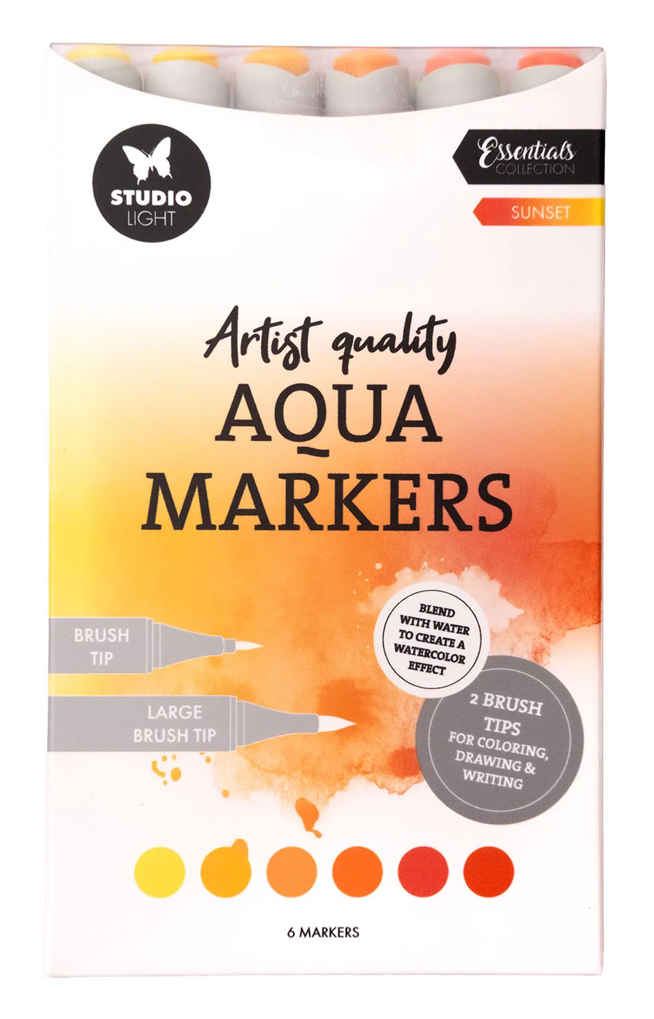 Studio Light Essentials aqua markers Sunset 6 stk tusjer