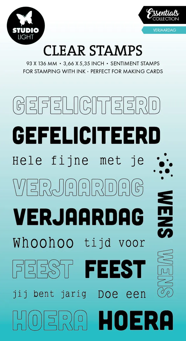 Studio Light Essentials Verjaardag teksten stempel bursdag