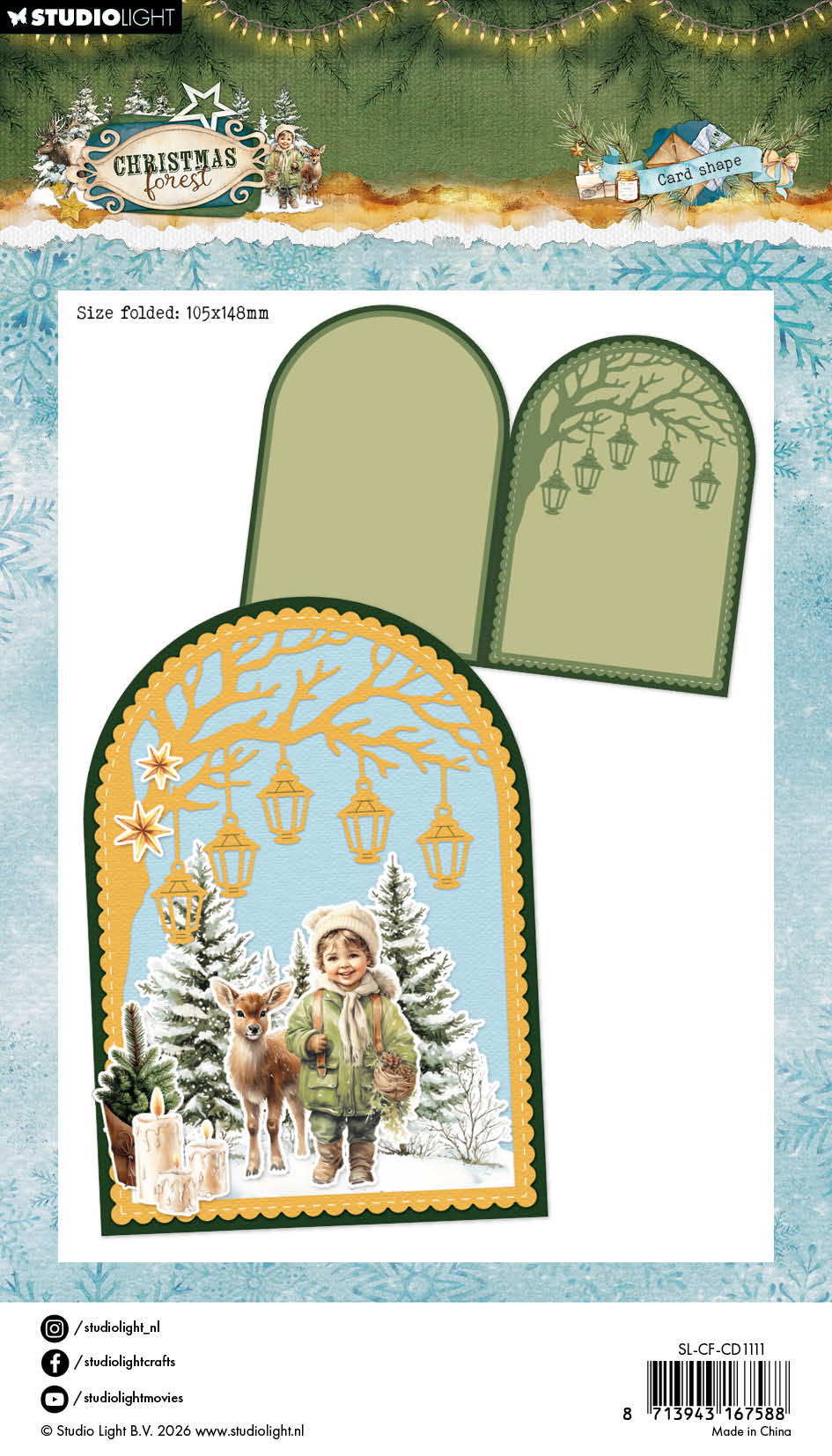 Studio Light Christmas Forest Folded Card dies brettet kort