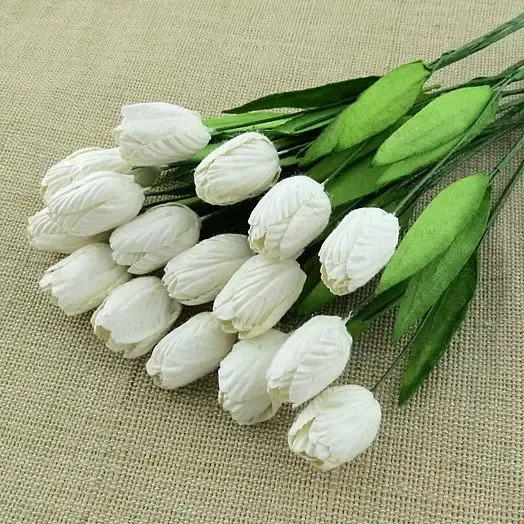 Korthobby papirblomster hvit tulipan morbærpapir