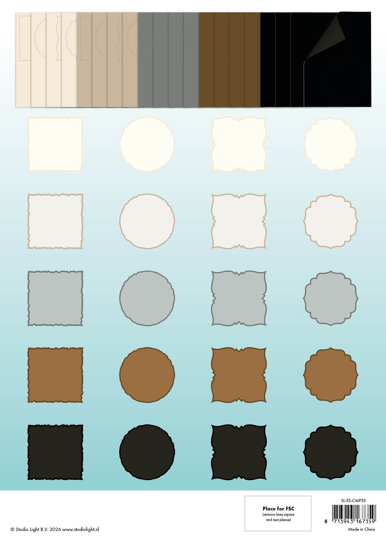 Studio Light Essentials Naturals papirblokk 152x152 mm 20 ark