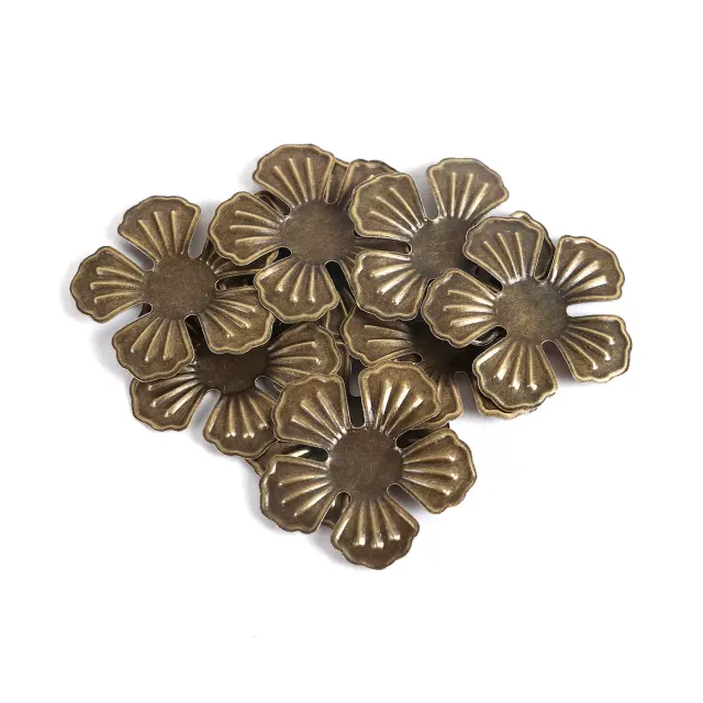Korthobby Flate bronse blomster metallpynt