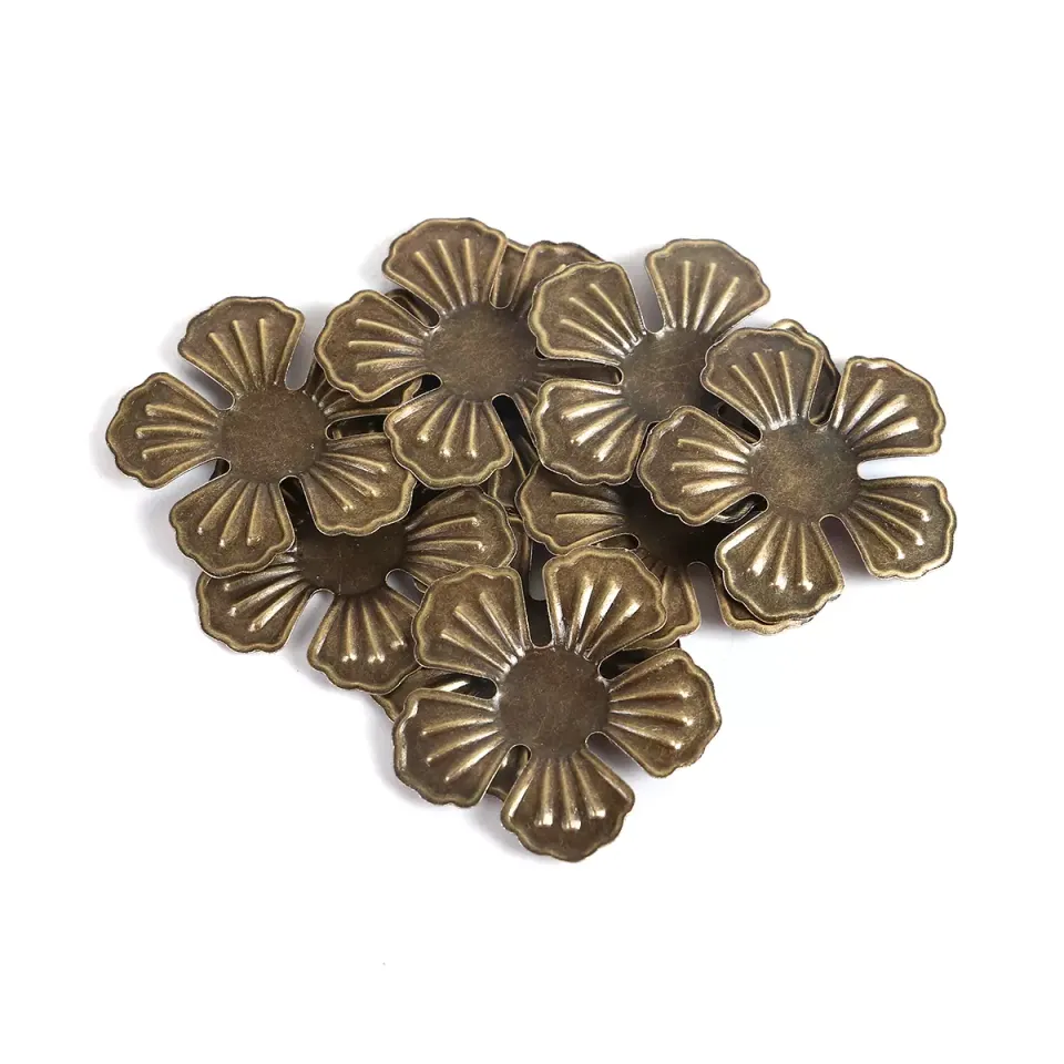 Korthobby Flate bronse blomster metallpynt