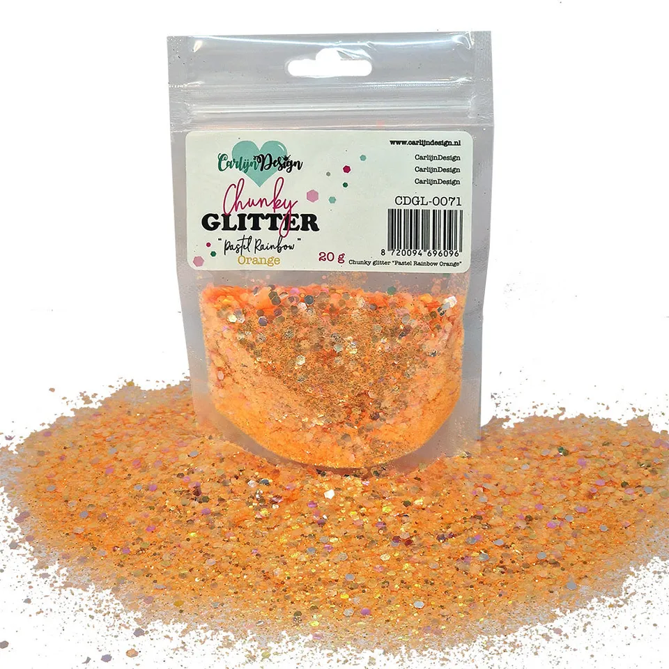 CarlijnDesign Pastel Rainbow CDGL-0071 glitter oransje 20g