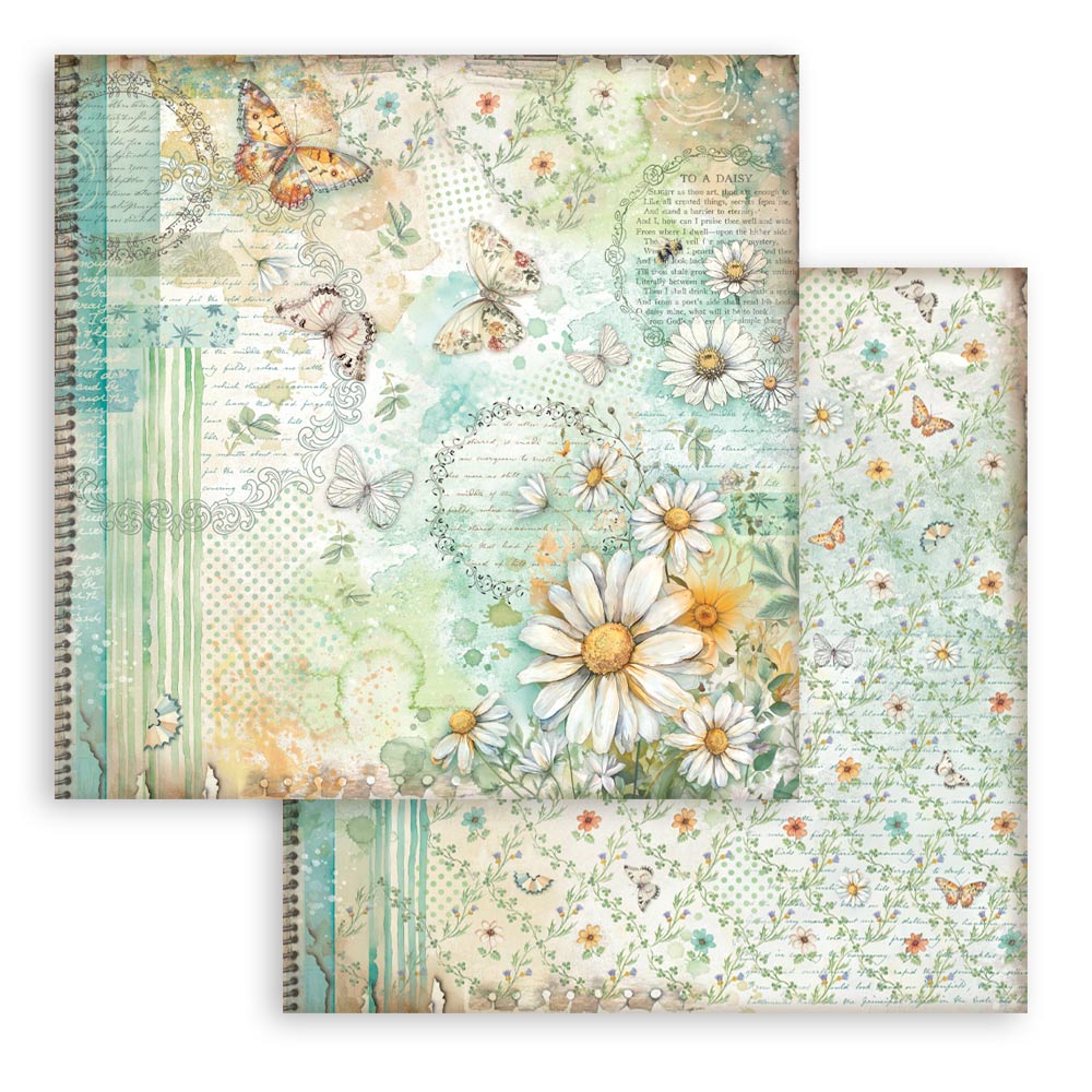 Stamperia Daisy Art papirpakke 30x30 cm margeritt