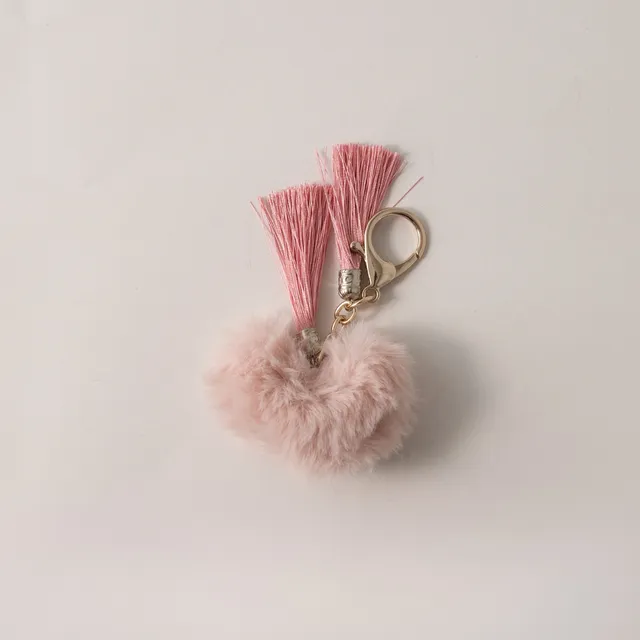 KaiserCraft Pom Pom nøkkelring hjerte rosa plysj