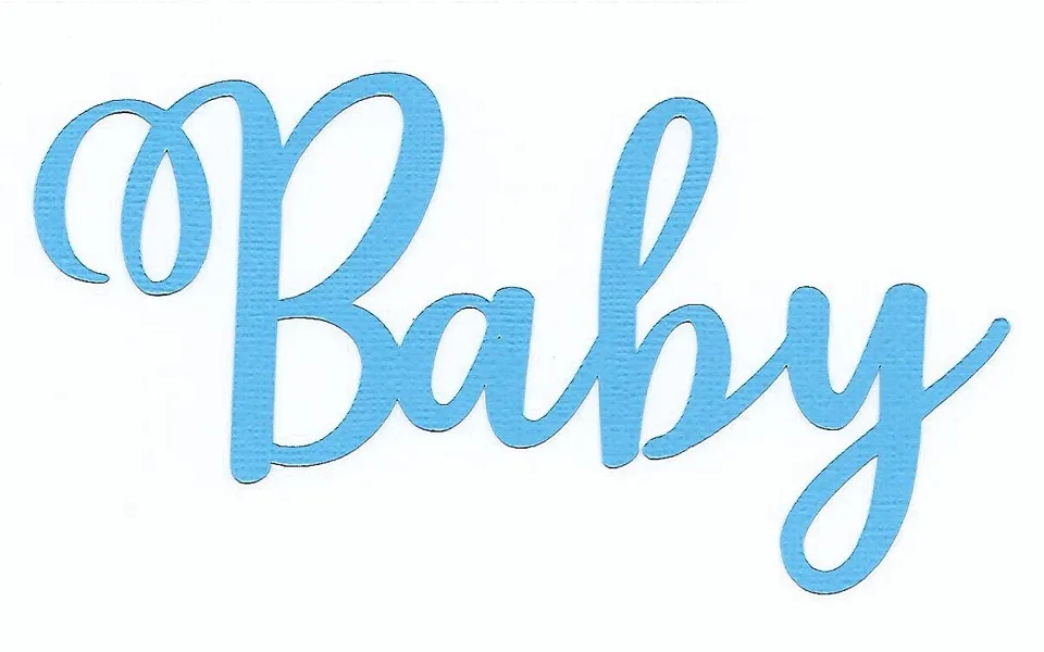 Papirglede Baby blå die-cut ord 14x7,5 cm