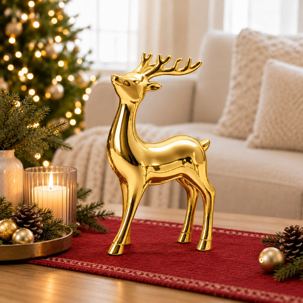 KaiserCraft Holly Days elg juletrepynt medium gull