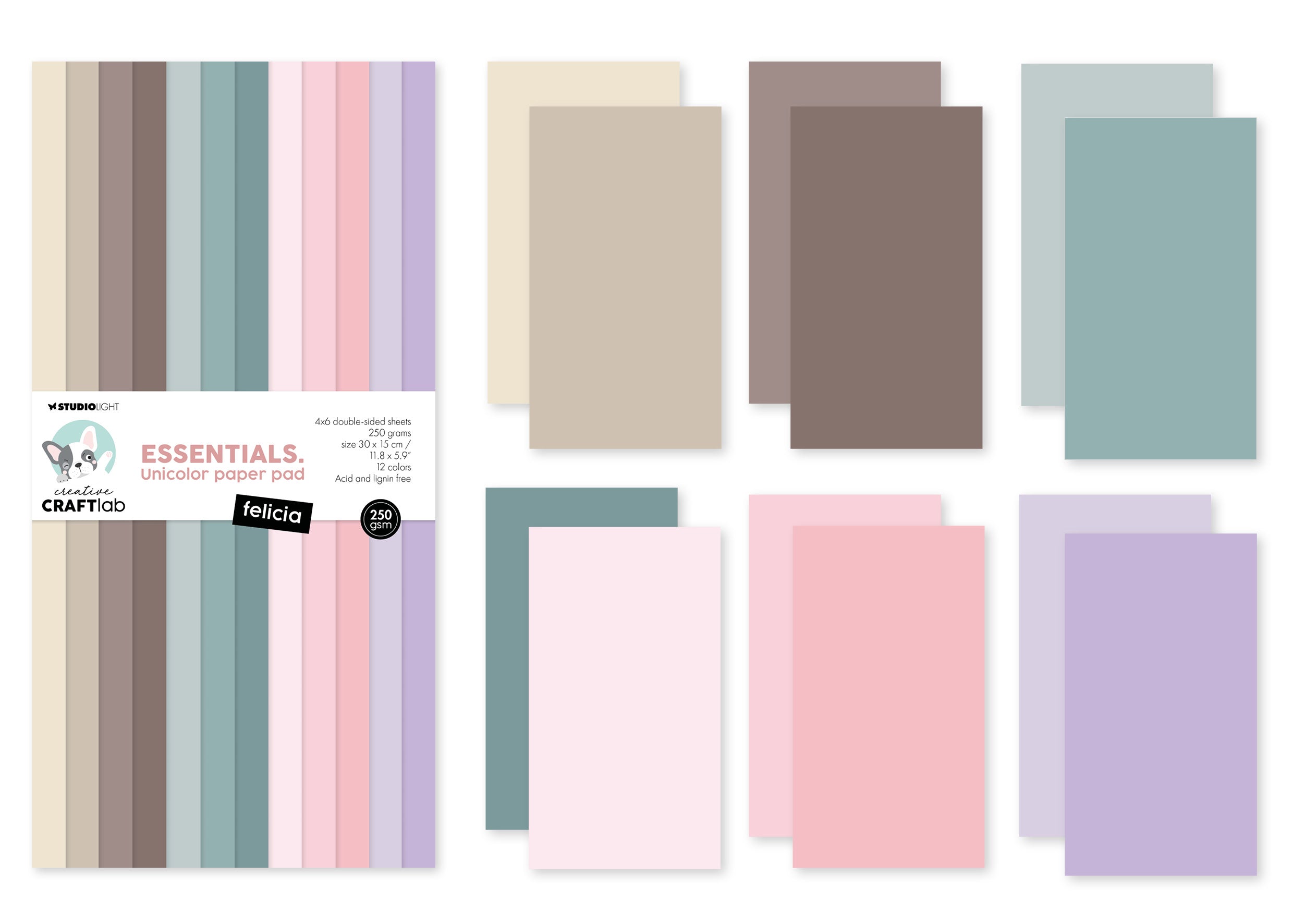 Studio Light Creative Craftlab papirblokk Felicia ensfarget