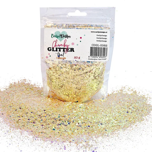 CarlijnDesign CDGL-0062 chunky glitter opal orange 20 g iriserende
