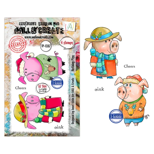 AALL & Create TP-1387 Holiday Pigs stempelsett A7 jul