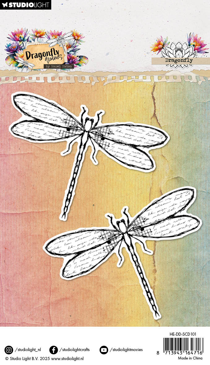Hazel Eaton Dragonfly Dreams stempel + dies Dragonfly øyenstikker