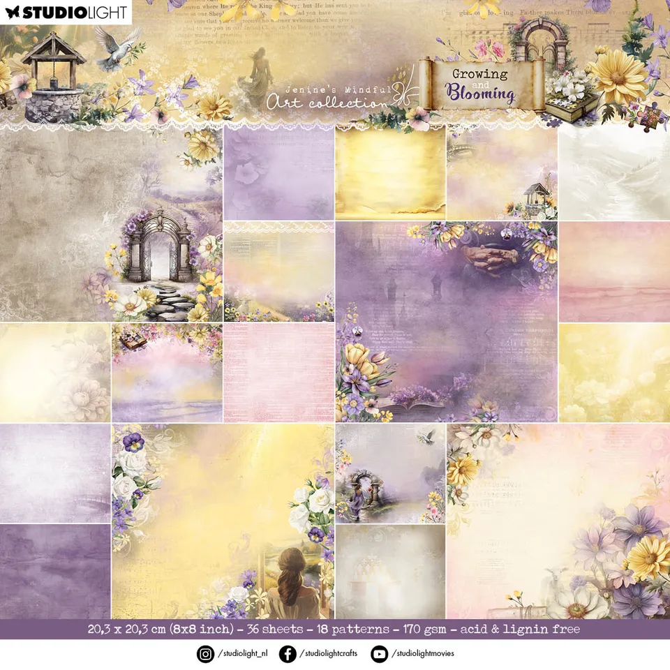 Jenine’s Mindful Art Growing Blooming papirblokk 36 ark