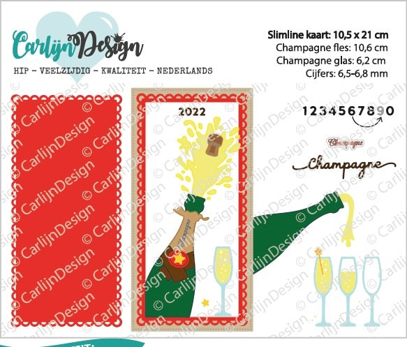 CarlijnDesign DL Slimline kart 6 Champagne CDSN-0111 dies tall