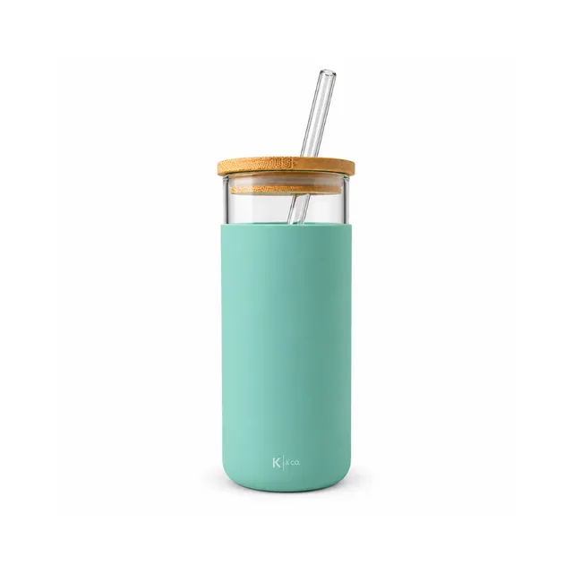 K&Co. Lagoon Glass Smoothieflaske 450 ml mint silikon