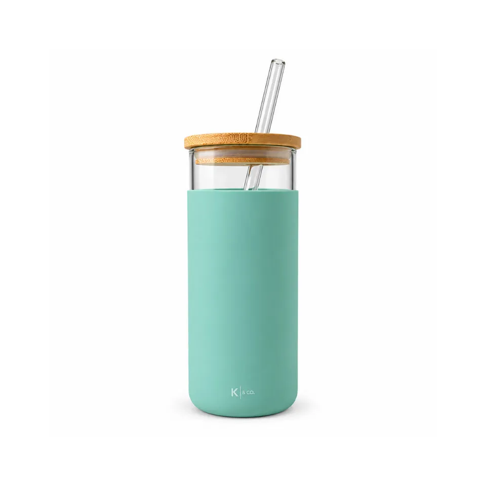 K&Co. Lagoon Glass Smoothieflaske 450 ml mint silikon
