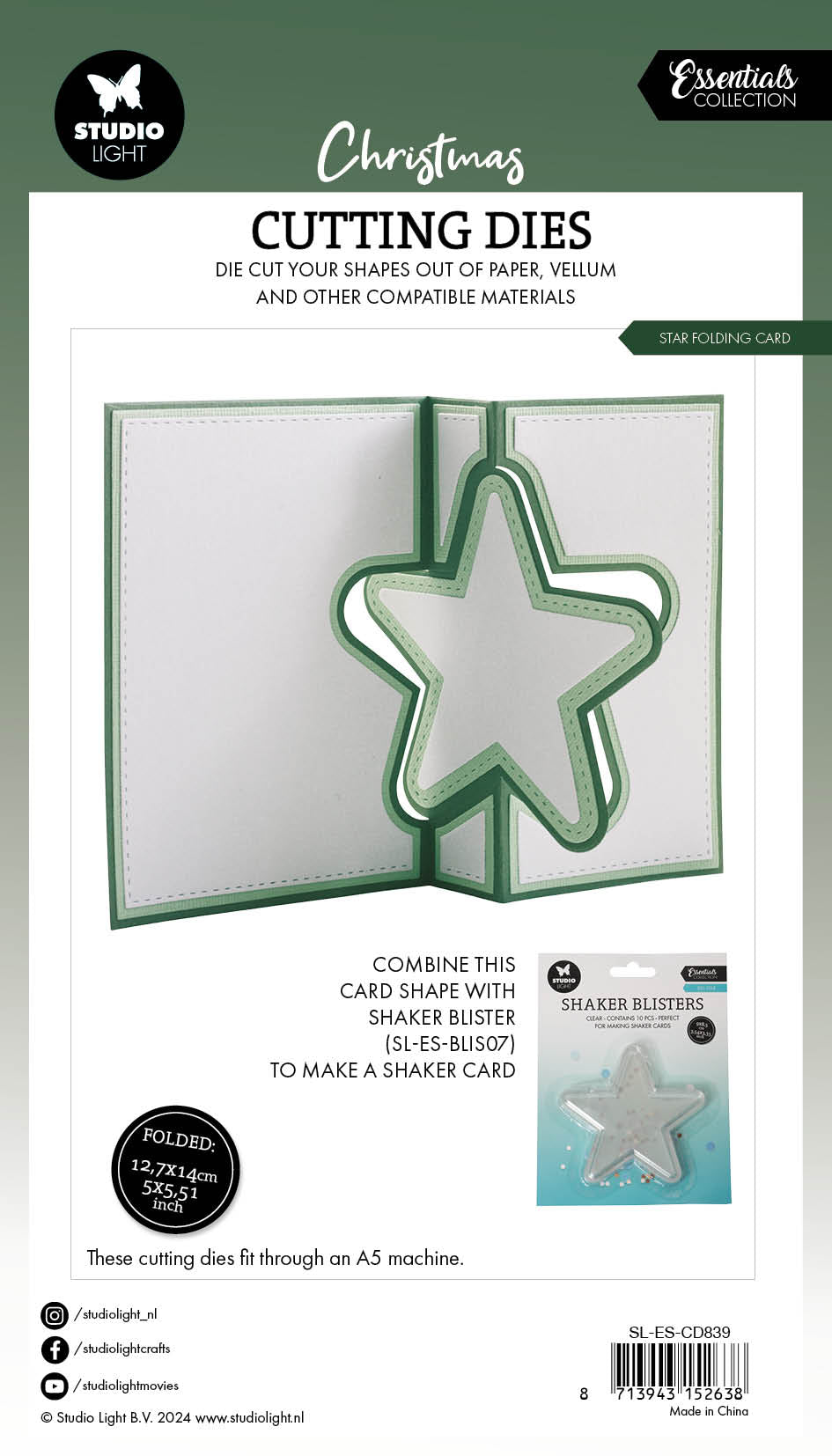 Studio Light Essentials Star folding card dies stjernekort