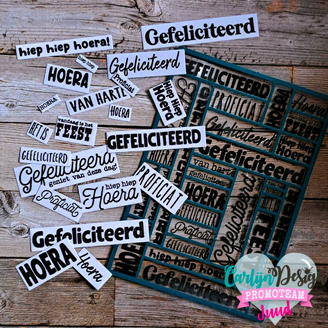 CarlijnDesign A6 Vakjes CDSN-0253 dies tekstfelt gratulerer