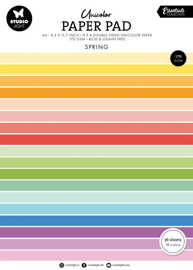 Studio Light Essentials Unicolor Spring tones papirblokk A4 pastell