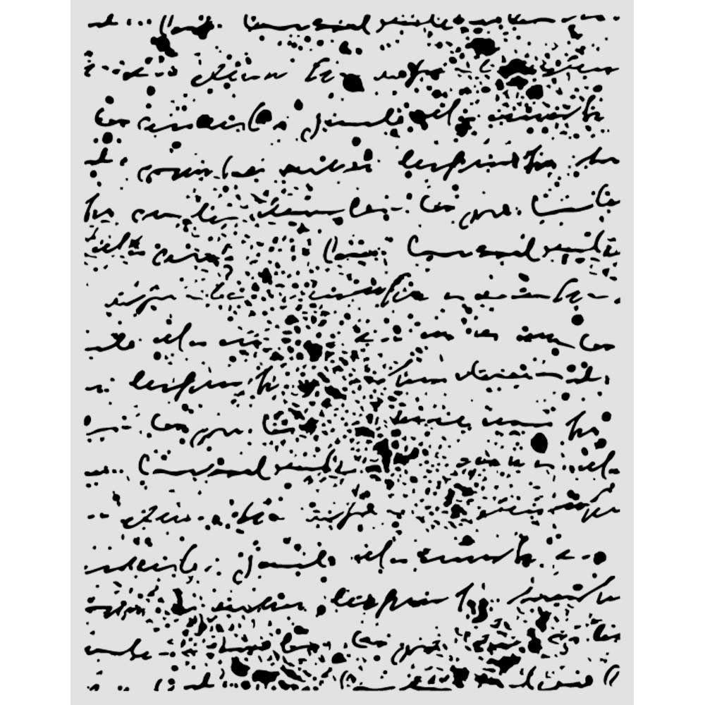 Stamperia Cosmos Handwriting sjablong 20x25 cm tykk