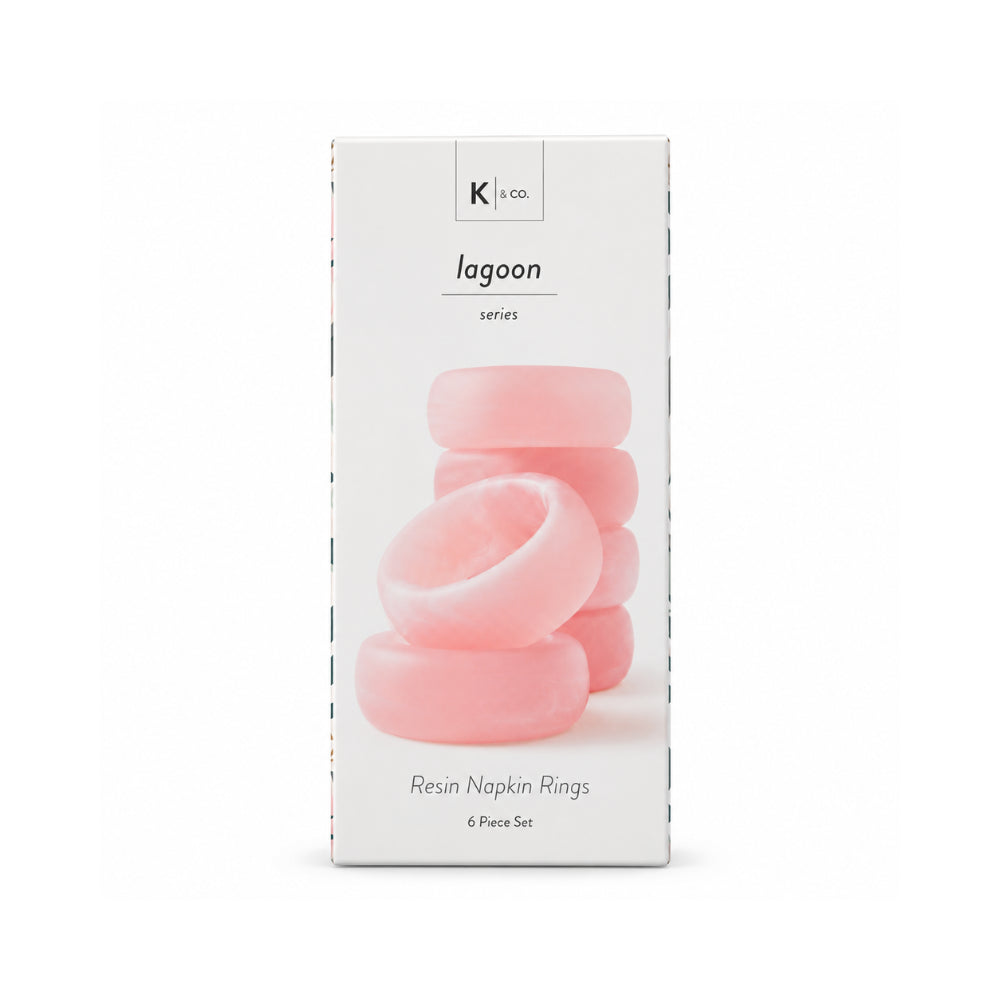K&Co. Lagoon Series serviettringer resin rosa 6-pk