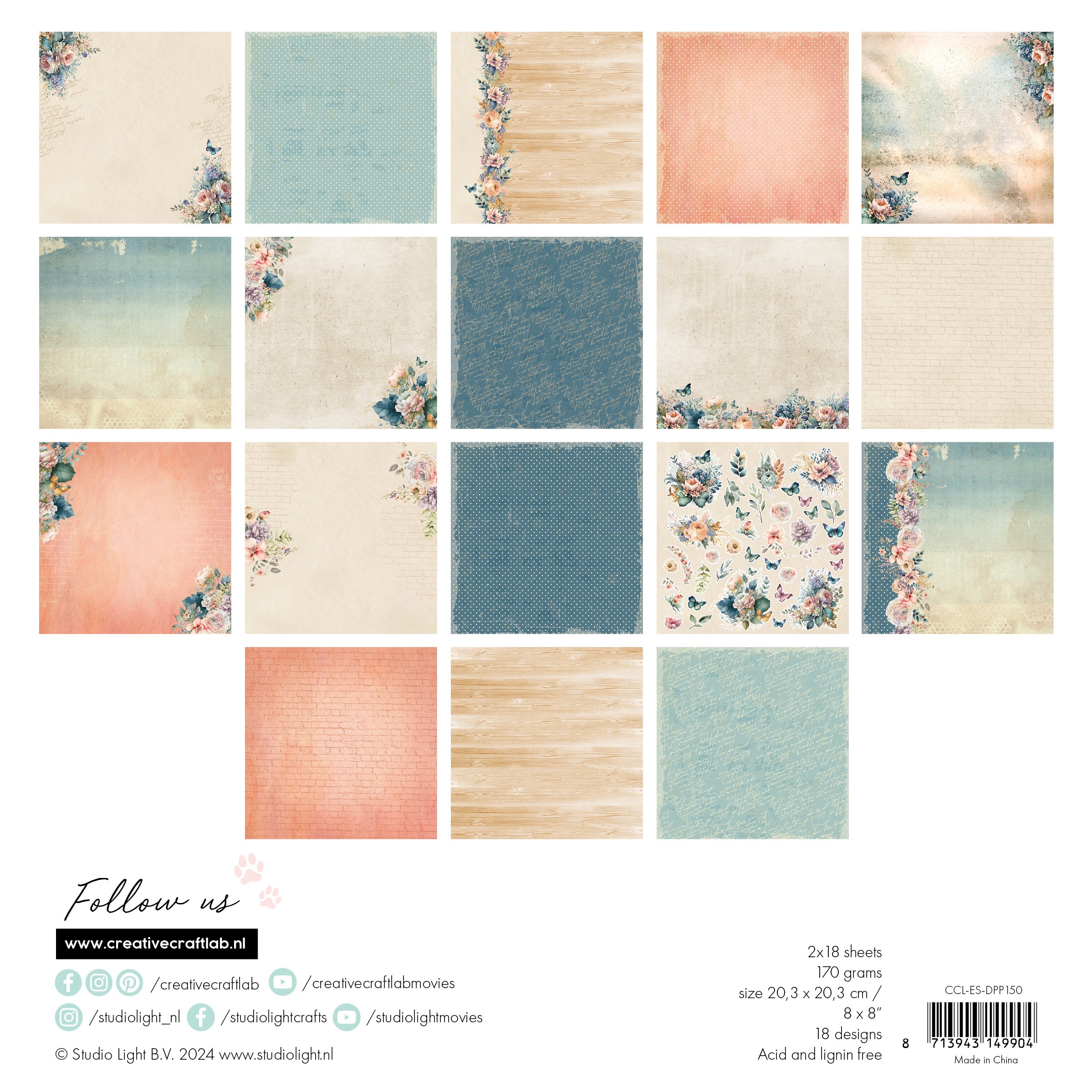 Studio Light Creative Craftlab Aurelia papirblokk designpapir