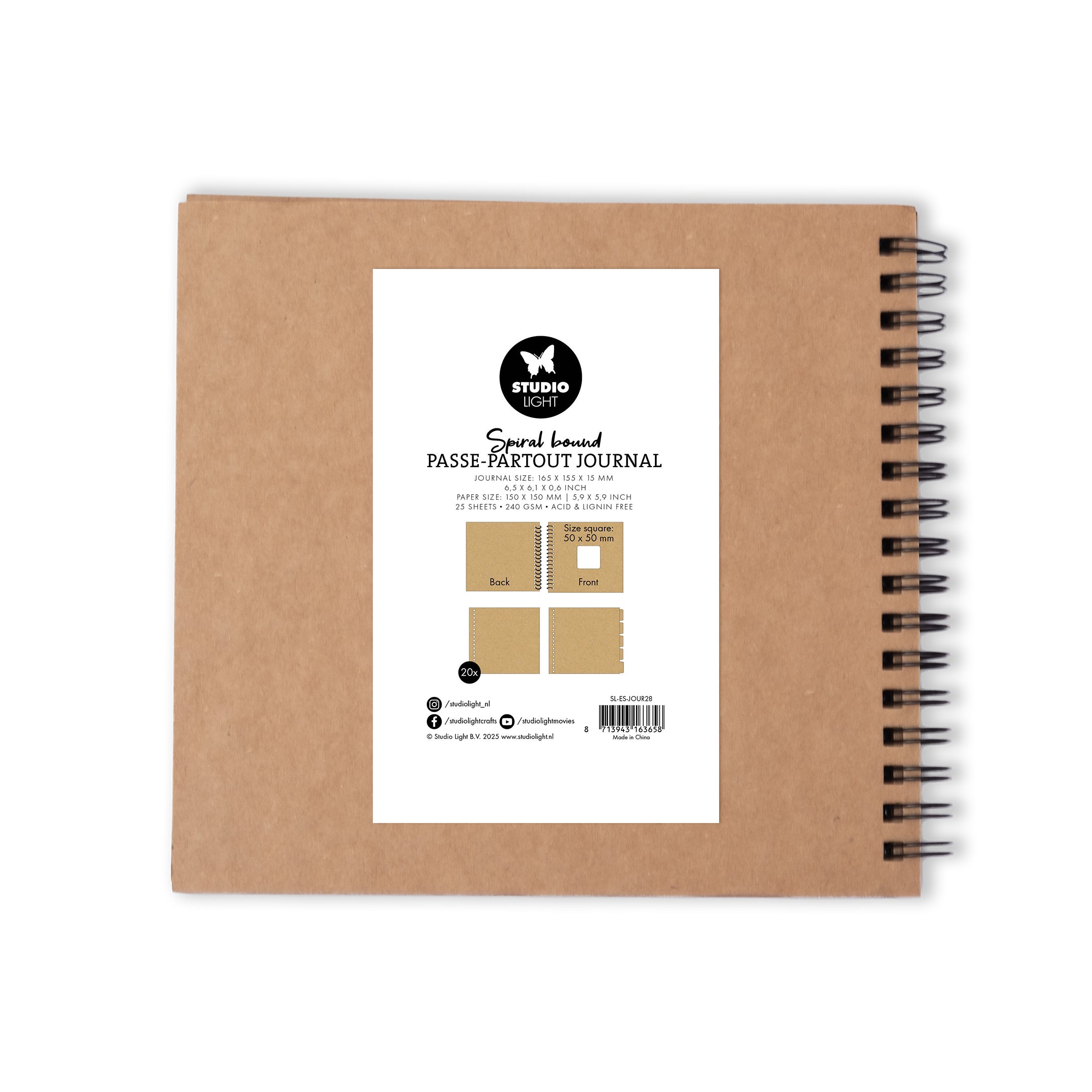 Studio Light Essentials journal kraft 15x15 cm spiral