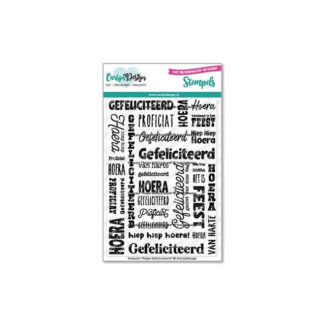 CarlijnDesign A6 Vakjes CDST-0120 stempelsett gratulerer