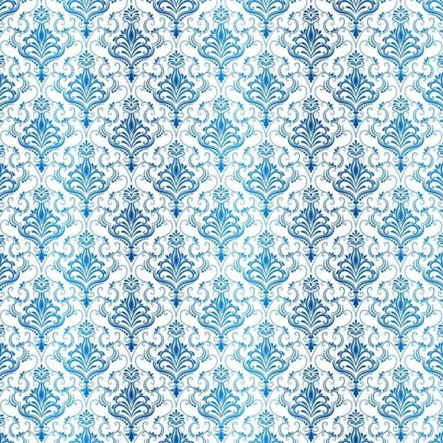 Kora Damask Zaira kartong hvit med blå folie