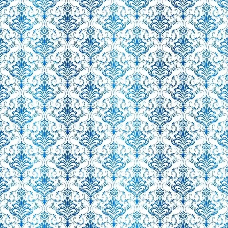 Kora Damask Zaira kartong hvit med blå folie