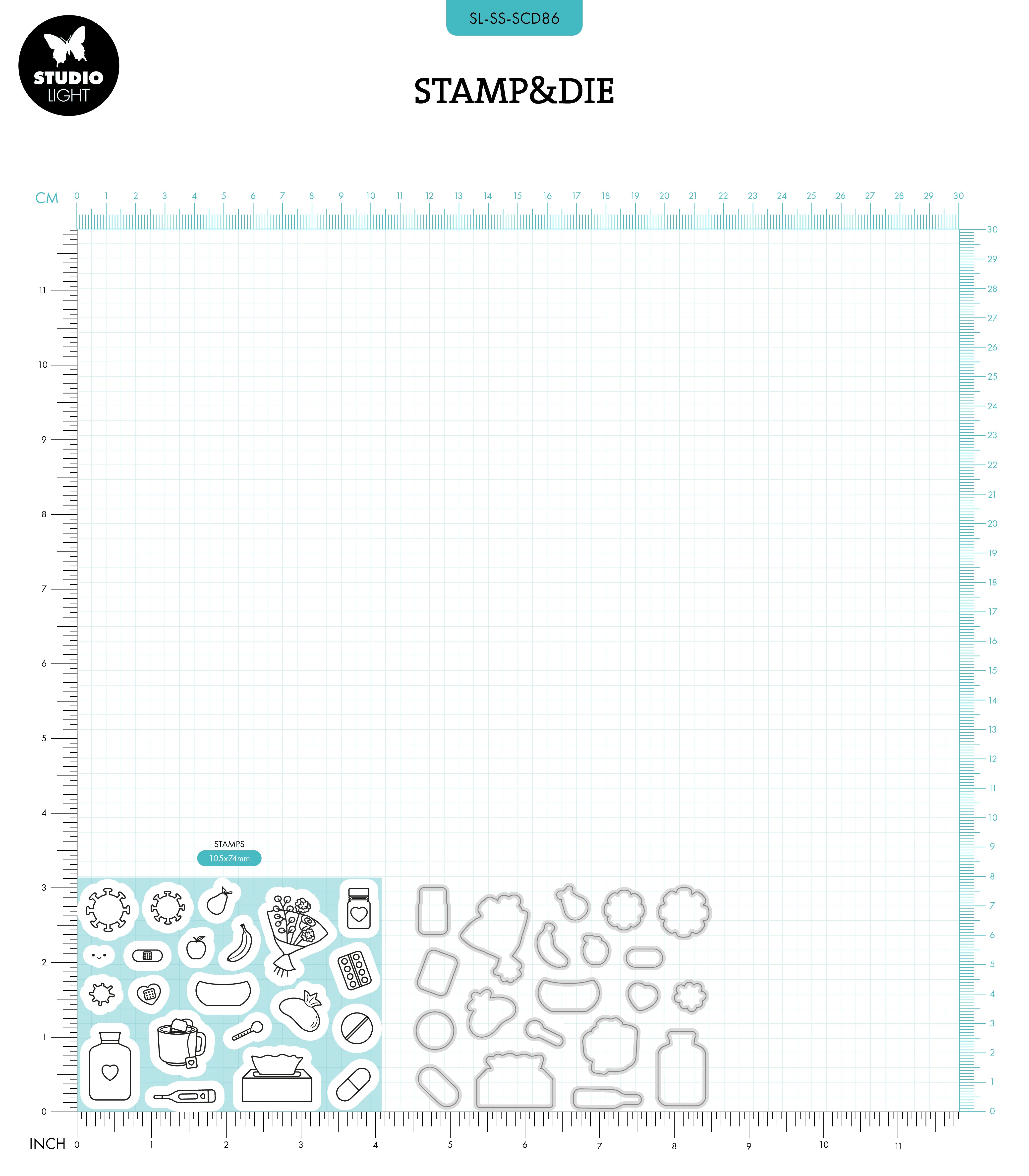 Studio Light Sweet Stories Get Well stempel og dies