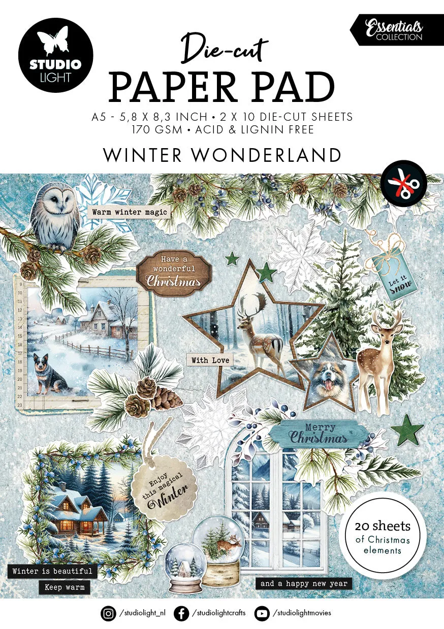 Studio Light Essentials papirblokk dieskutt Winter Wonderland 20 ark
