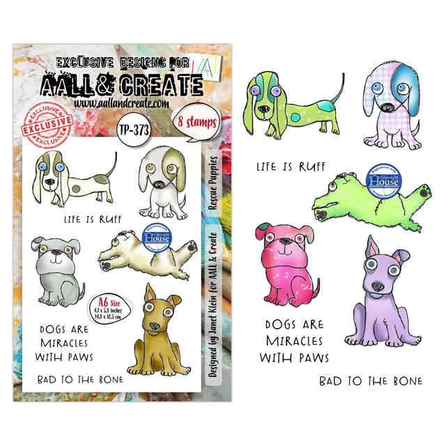 Aall and Create TP-373 Rescue Puppies stempelsett A6 fotopolymer