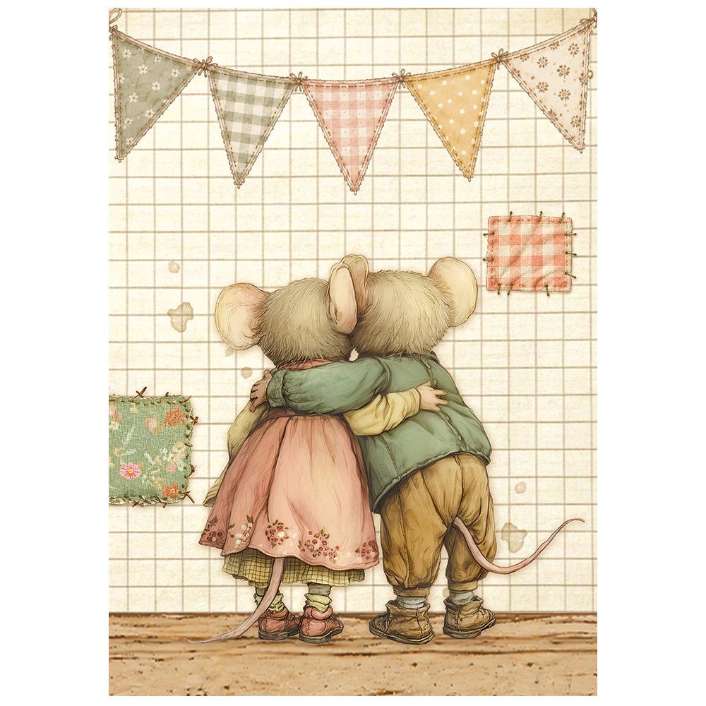 Stamperia Cozy Family rispapir A6 Mini Selection 8 ark