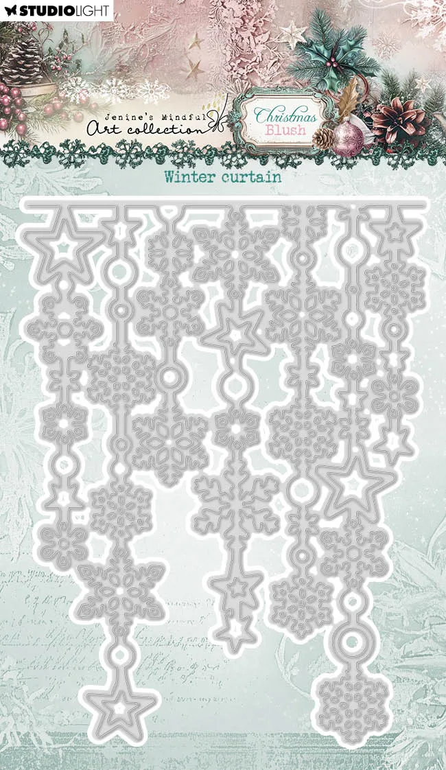 Jenine's Mindful Art Christmas Blush Winter curtain dies jul