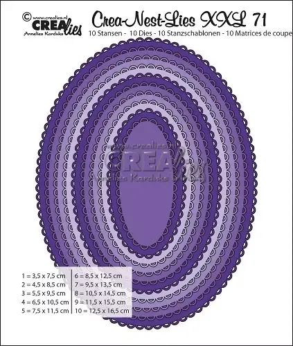 Crealies Crea-Nest-Lies XXL 71 oval dies scallop stansedie