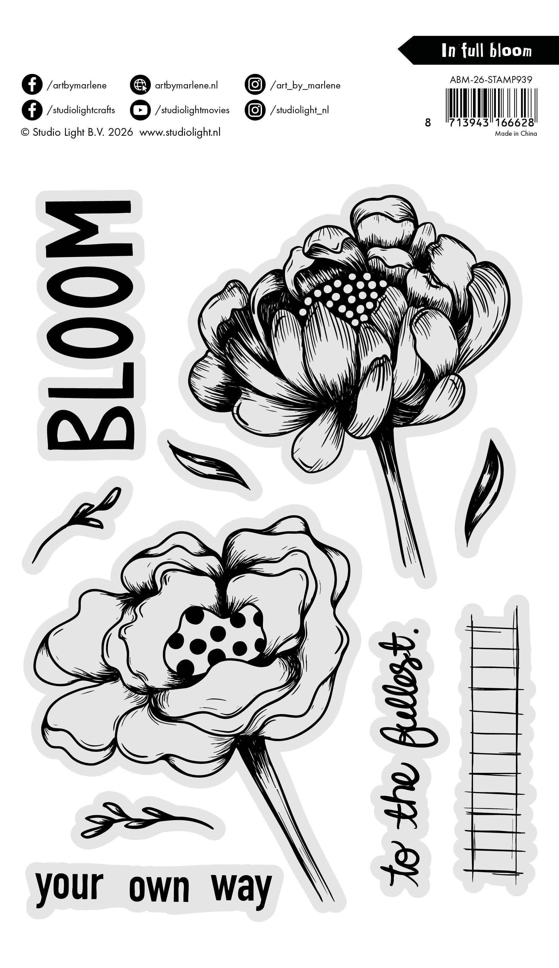 Studio Light Art By Marlene In Full Bloom stempel blomster