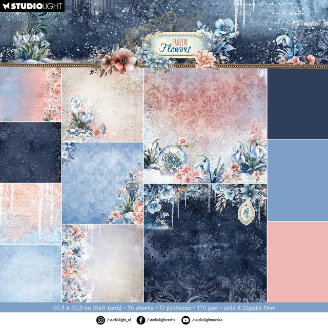 Studio Light Frozen Flowers Backgrounds papirblokk