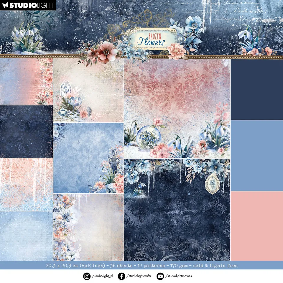 Studio Light Frozen Flowers Backgrounds papirblokk