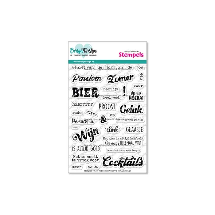 CarlijnDesign Bier Wijn Cocktails CDST-0148 stempel A6