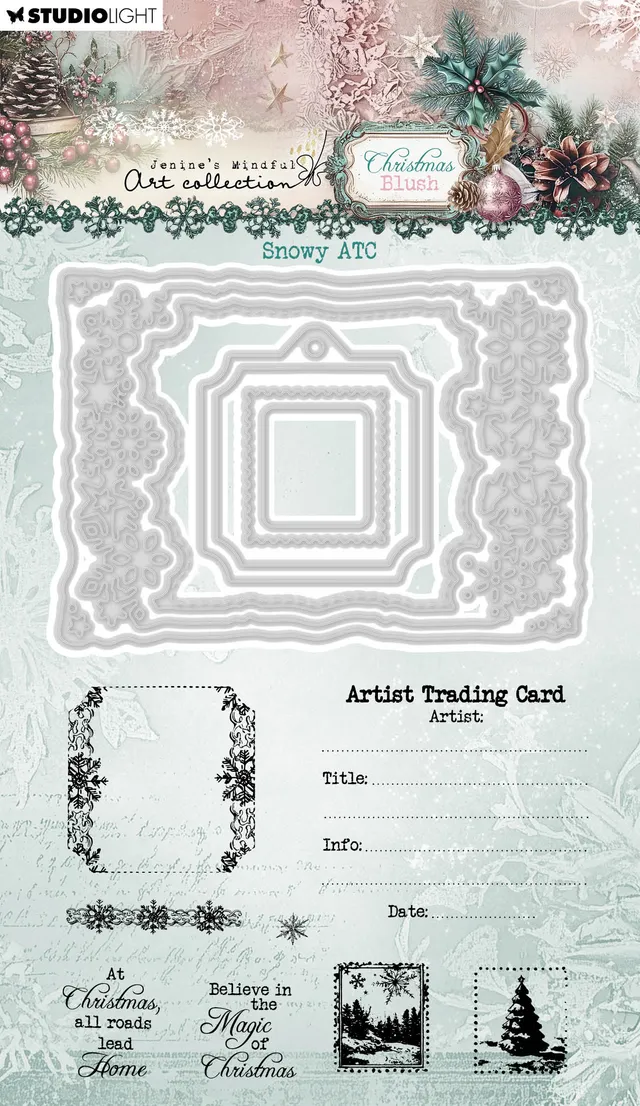 Jenine’s Mindful Art Christmas Blush stempel die Snowy ATC