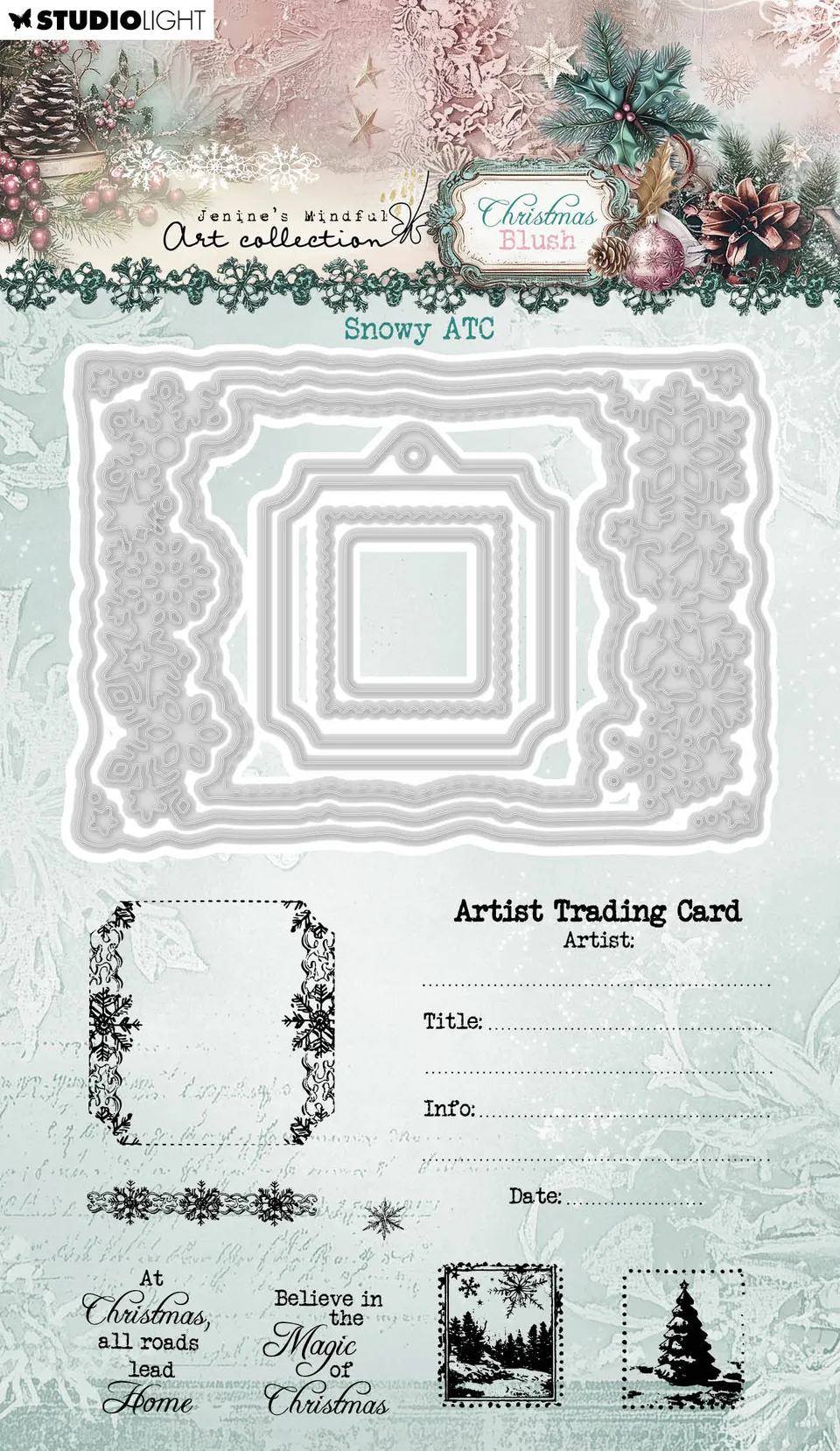 Jenine’s Mindful Art Christmas Blush stempel die Snowy ATC