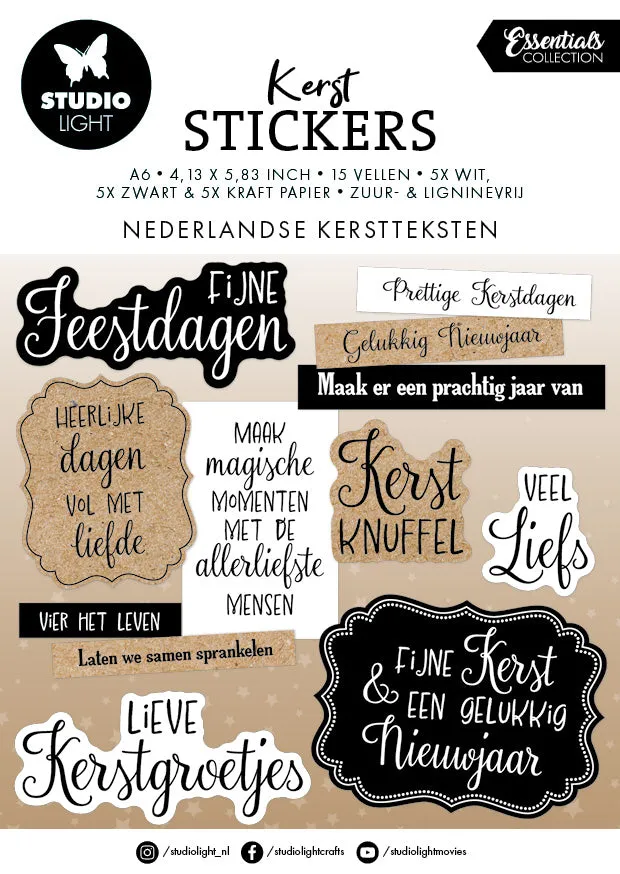 Studio Light Essentials klistremerker x-mas sentiments 15 ark