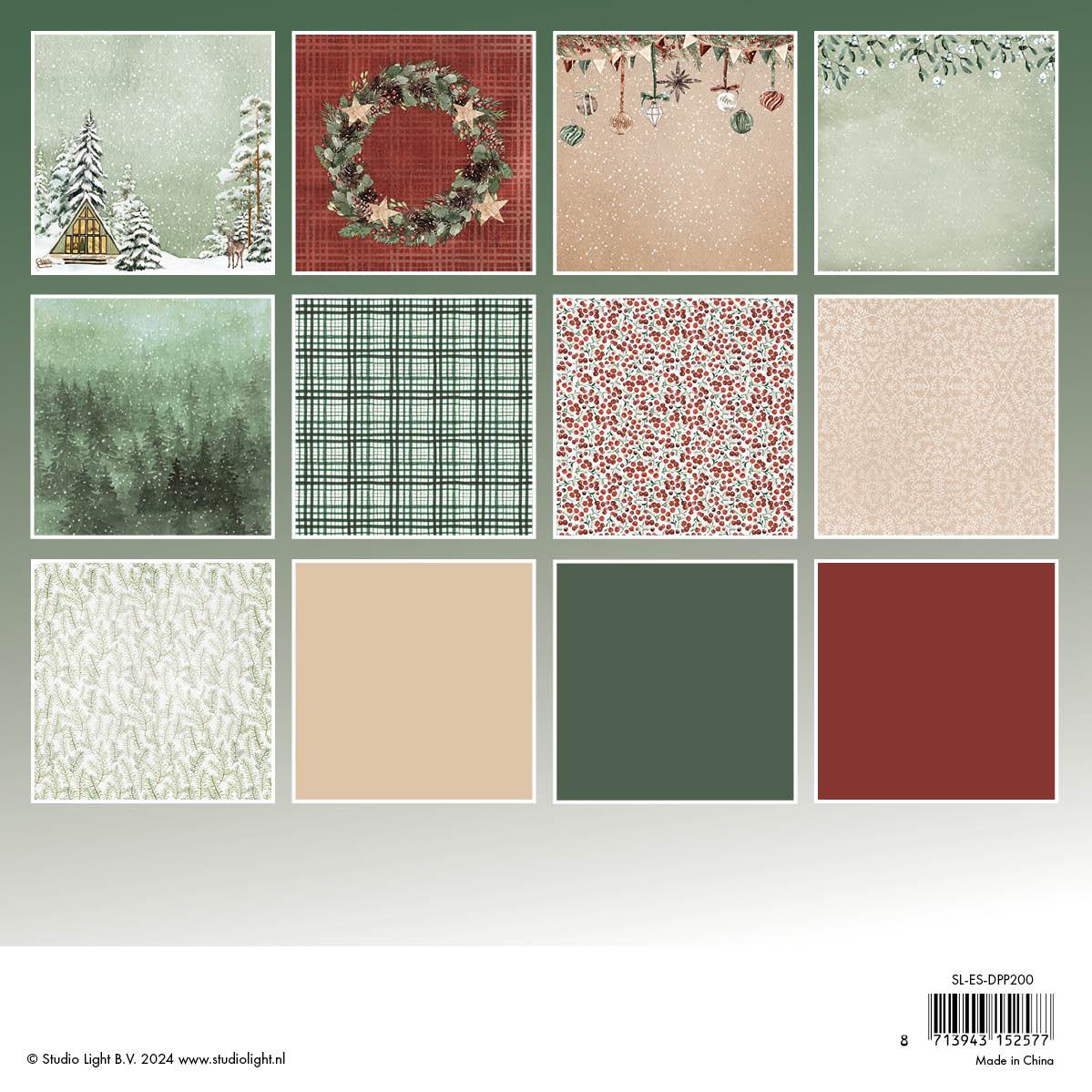Studio Light Essentials Festive Forest papirblokk 20x20 cm