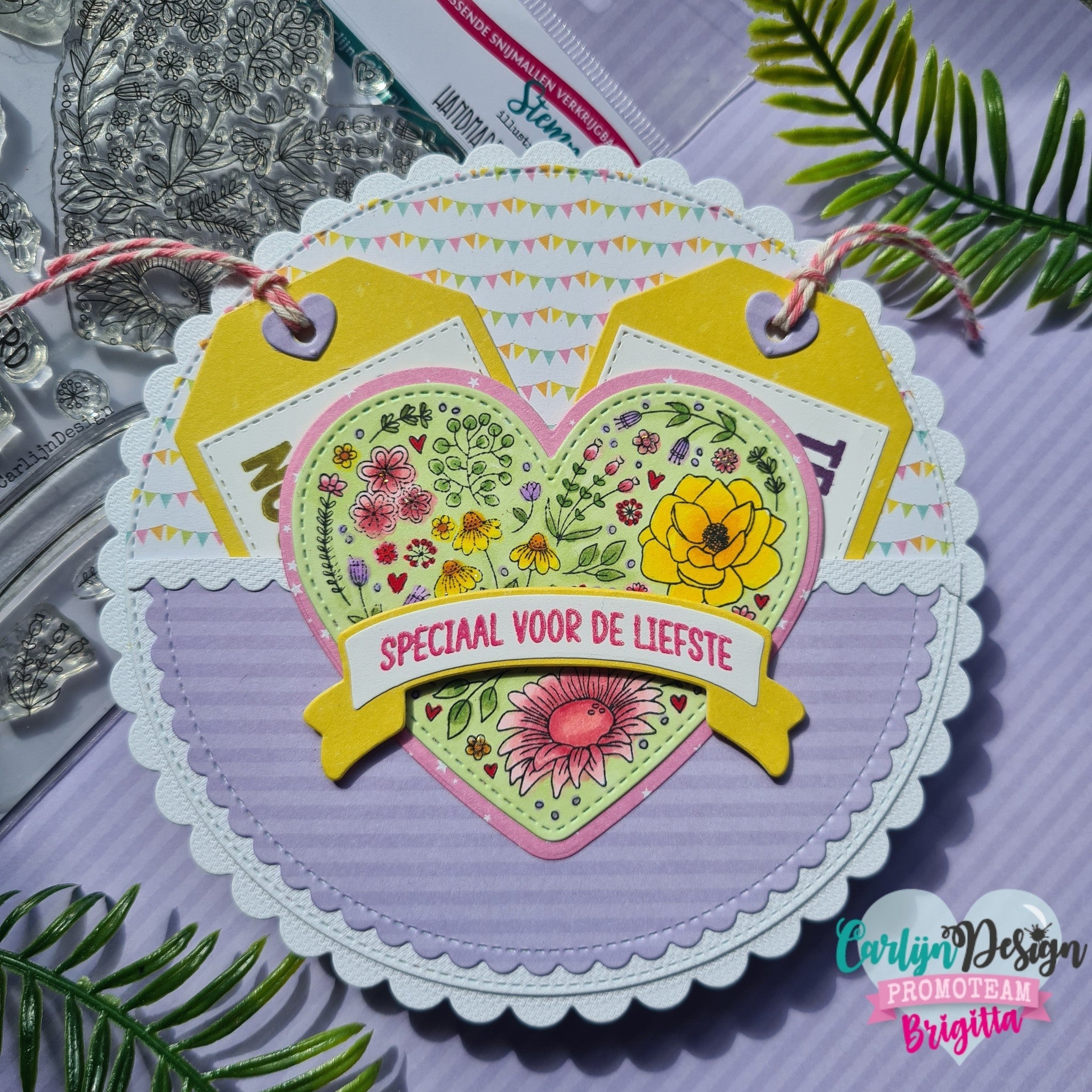 CarlijnDesign Bloemenhart banner CDSN-0219 dies hjerter