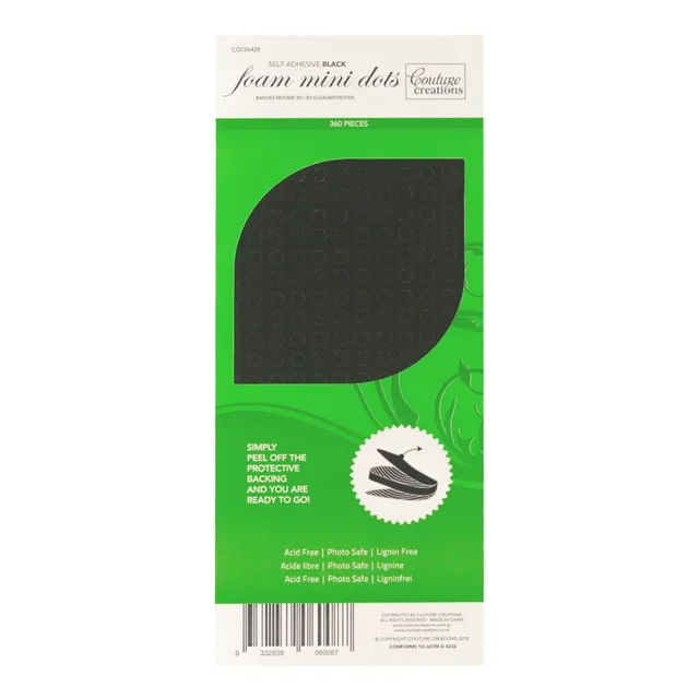 Couture Creations Black 3D foam dots 5x2mm 360 stk svart