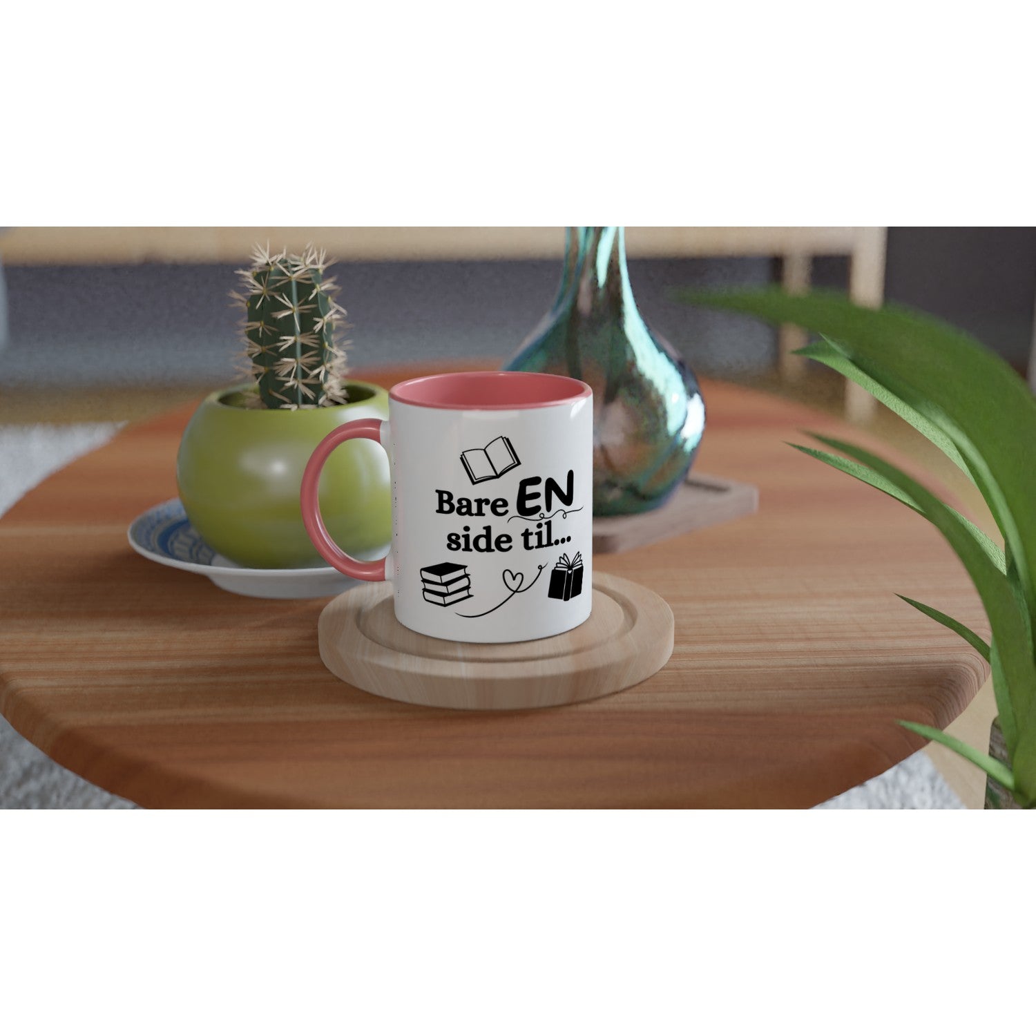 Papirglede Bare EN side til kaffekrus 325 ml hvit/rosa