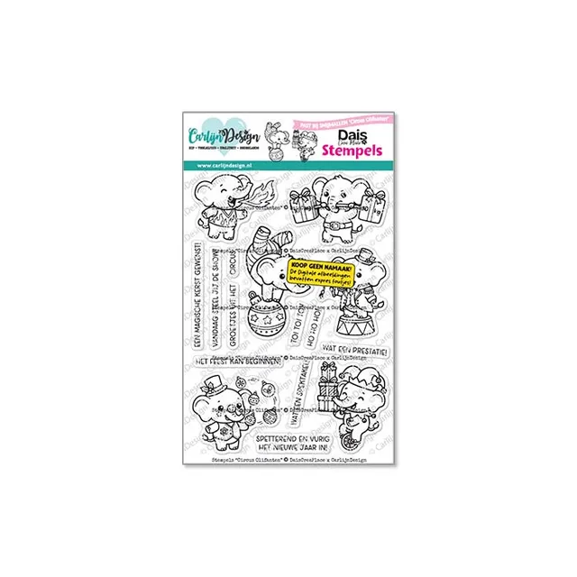 CarlijnDesign Circus Olifanten CDST-0187 stempelsett A6