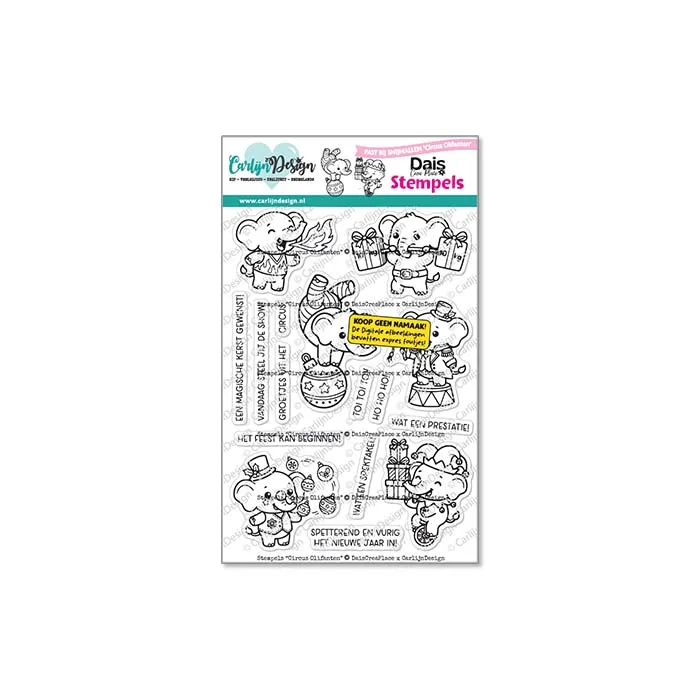 CarlijnDesign Circus Olifanten CDST-0187 stempelsett A6