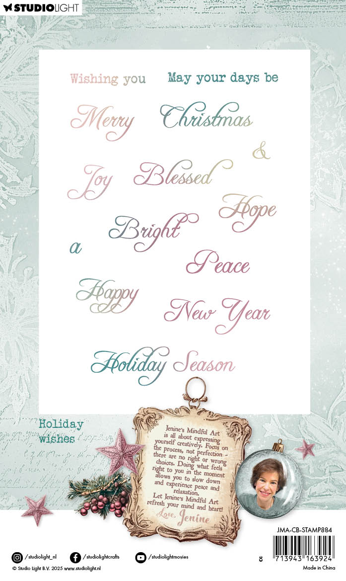 Jenine's Mindful Art Christmas Blush Holiday wishes stempel